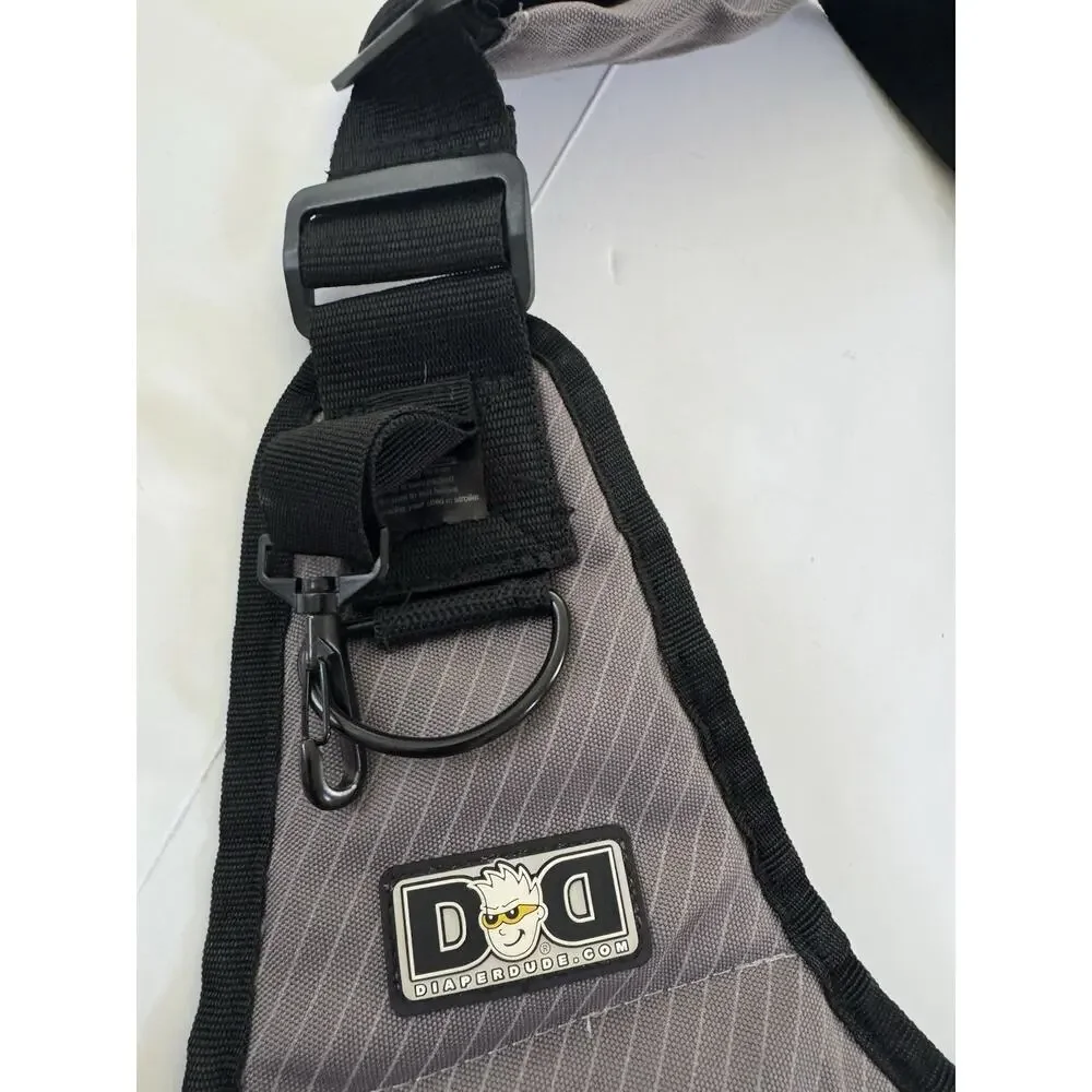 Diaper Dude Diaper Bag Crossbody Adjustable Shoulder Strap Messenger Bag Gray